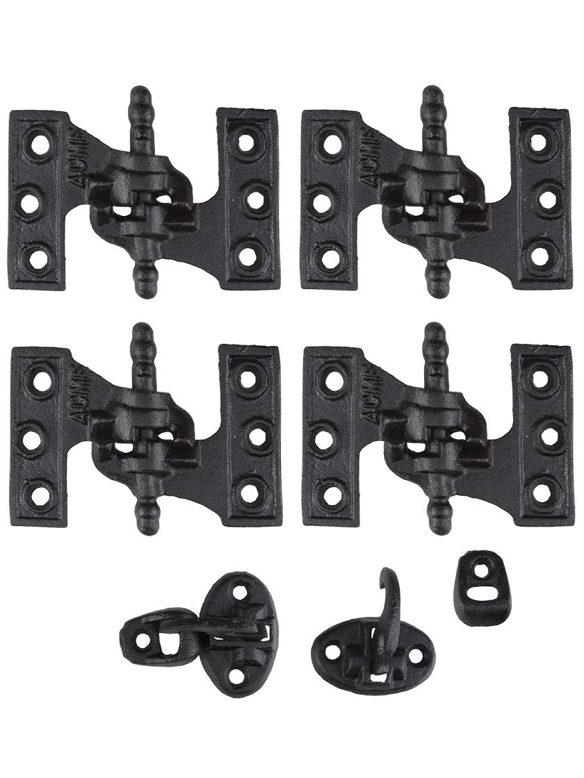 Acme Black Cast-Iron Mortise Shutter Hinges - 3 3/4 inch x 2 1/2 inch.