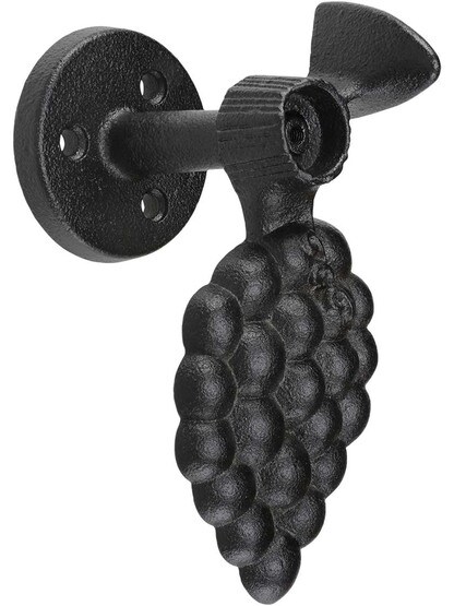 Pair of Large Cast Iron Grape Design Shutter Dogs -Post Mounted.