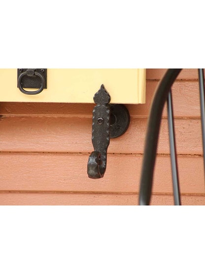 Alternate View 2 of Pair of Cast Iron Spear Tip Shutter Dogs - Post Mounted.