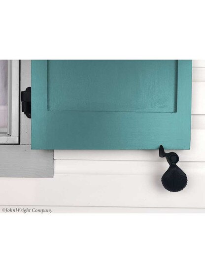 Alternate View 2 of Pair of Large Cast Iron Scallop Shell Tie Backs - Lag Mounted.