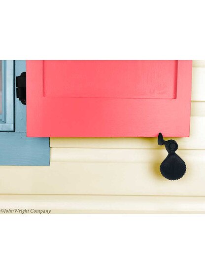 Alternate View 3 of Pair of Large Cast Iron Scallop Shell Tie Backs - Lag Mounted.