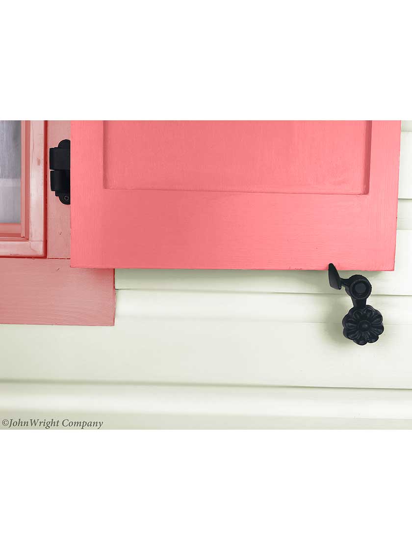 Pair of Cast Iron Sun Flower Shutter Dogs Lag Mounted House of