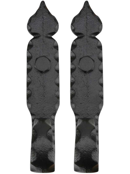 Alternate View of Pair of Cast Iron Spear Tip Shutter Dogs - Lag Mounted.