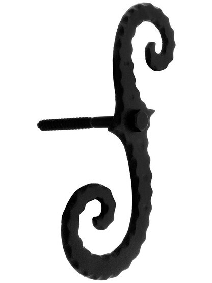Pair of Large Iron Scroll Shutter Dogs Lag Mounted