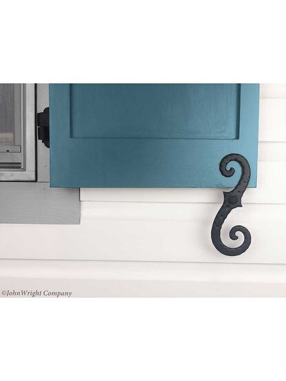 Alternate View 3 of Pair of Large Iron Scroll Shutter Dogs Lag Mounted