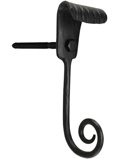 Pair of Forged Iron Charleston Style Shutter Dogs - Lag Mounted.