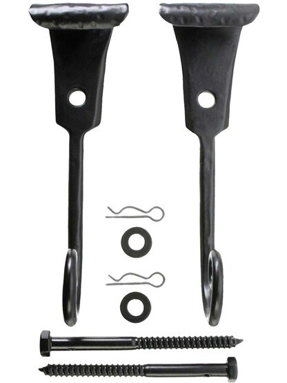 Alternate View 2 of Pair of Forged Iron Charleston Style Shutter Dogs - Lag Mounted.
