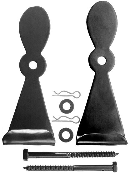 Alternate View 2 of Pair of Large Forged Iron Georgetown Style Shutter Dogs - Lag Mounted.