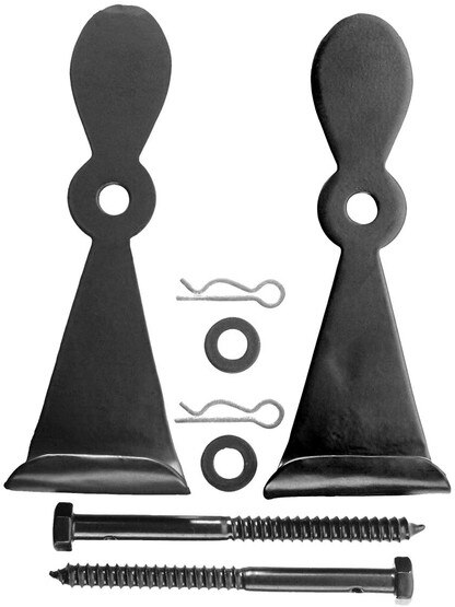 Alternate View 2 of Pair of Small Forged Iron Georgetown Style Shutter Dogs - Lag Mounted.