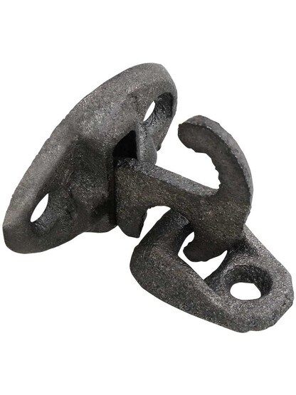 Alternate View of Pair of Cast Iron Sill Mounted Shutter Fasteners With Raw Iron Finish