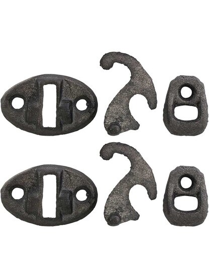 Alternate View 2 of Pair of Cast Iron Sill Mounted Shutter Fasteners With Raw Iron Finish