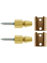 Pair of Small Brass and Copper Shutter Bullet Catches With Natural Finish