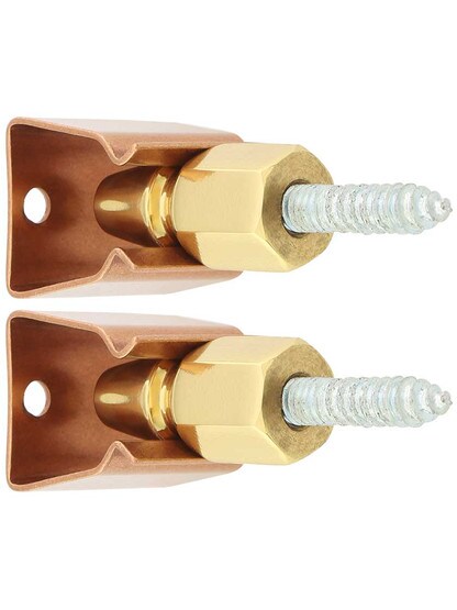 Alternate View of Pair of Small Brass and Copper Shutter Bullet Catches With Natural Finish