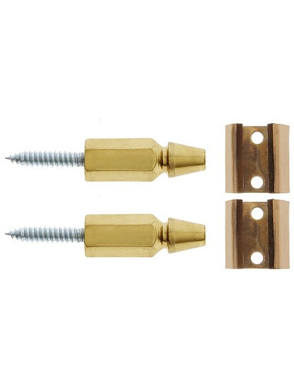Pair of Brass and Copper Shutter Bullet Catches With Natural Finish