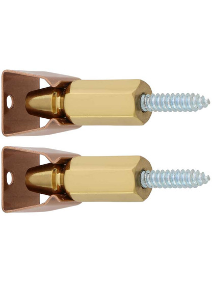 Pair of Brass & Copper Shutter Bullet Catches with Natural Finish
