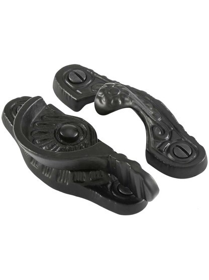 Alternate View of Floral Victorian Cast Iron Sash Lock With Antique Iron or Matte Black Finish