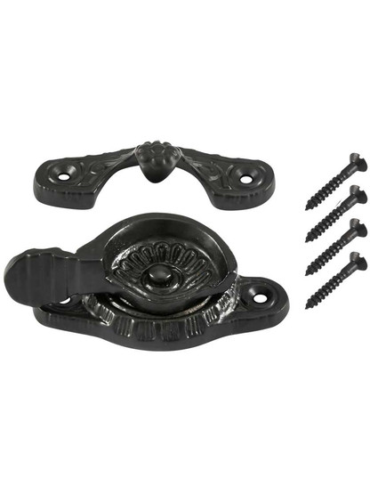 Alternate View 3 of Floral Victorian Cast Iron Sash Lock With Antique Iron or Matte Black Finish