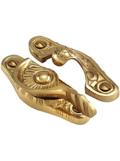 Alternate View of Floral Victorian Sash Lock In Solid Brass or Bronze
