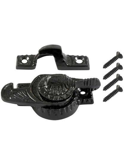 Alternate View 3 of Cast Iron Eastlake Style Sash Lock in Matte Black.