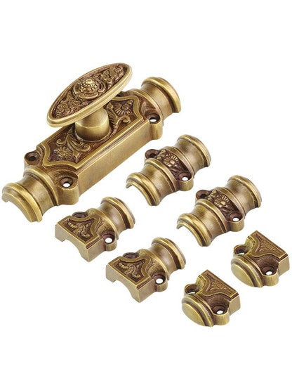 Alternate View 3 of Filigree Brass Cremone Bolt - 6-Foot Length in Antique-By-Hand.