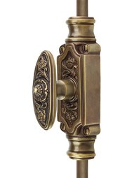 Filigree Brass Cremone Bolt - 9-Foot Length in Antique-By-Hand