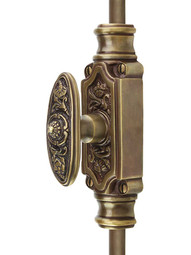 Filigree Brass Cremone Bolt - 9-Foot Length in Antique-By-Hand.