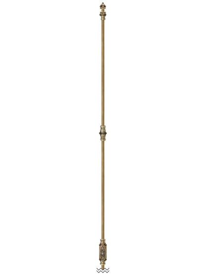Filigree Brass Cremone Bolt - 9-Foot Length in Antique-By-Hand