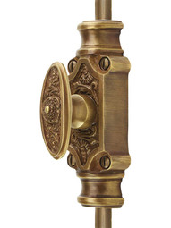 Filigree Brass Cremone Bolt - 4-Foot Length in Antique-By-Hand.