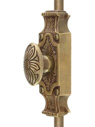 Floral Brass Cremone Bolt - 4-Foot Length in Antique-By-Hand.