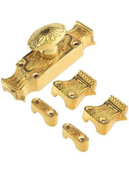 Alternate View 2 of Floral Brass Cremone Bolt - 4-Foot Length.