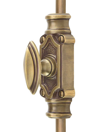 Classic Brass Cremone Bolt - 4-Foot Length in Antique-By-Hand.