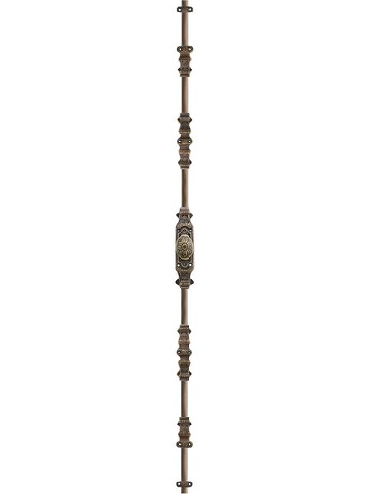 Alternate View of Floral Brass Cremone Bolt in Antique-By-Hand - 9-Foot Length.