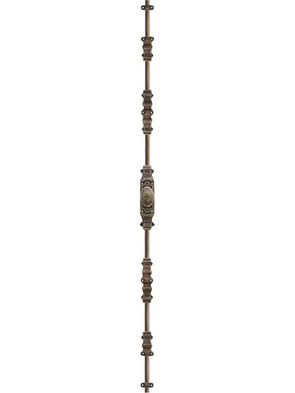 Alternate View of Floral Brass Cremone Bolt in Antique-By-Hand - 9-Foot Length.