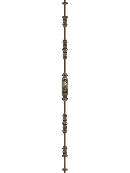 Floral Brass Cremone Bolt in Antique-By-Hand - 9-Foot Length