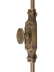 Floral Brass Cremone Bolt in Antique-By-Hand - 6-Foot Length.