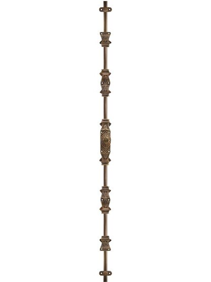 Alternate View of Floral Brass Cremone Bolt in Antique-By-Hand - 6-Foot Length.