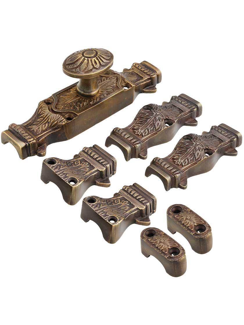 Alternate View 2 of Floral Brass Cremone Bolt in Antique-By-Hand - 6-Foot Length.