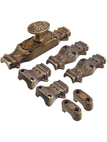 Alternate View 2 of Floral Brass Cremone Bolt in Antique-By-Hand - 6-Foot Length.