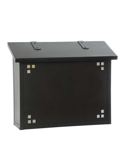 Alternate View of Pasadena Large Solid-Brass Mailbox with Decorative Glass.