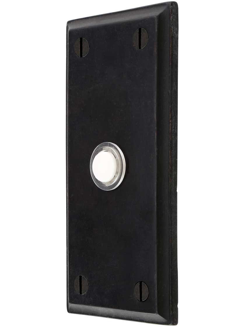 Solid-Bronze Door Buzzer Button with Rectangular Plate