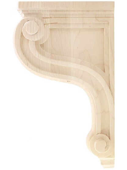 Alternate View of Narrow Scroll Design Corbel in 3 Sizes with Choice of Wood.
