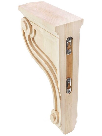 Alternate View 3 of Narrow Scroll Design Corbel in 3 Sizes with Choice of Wood.