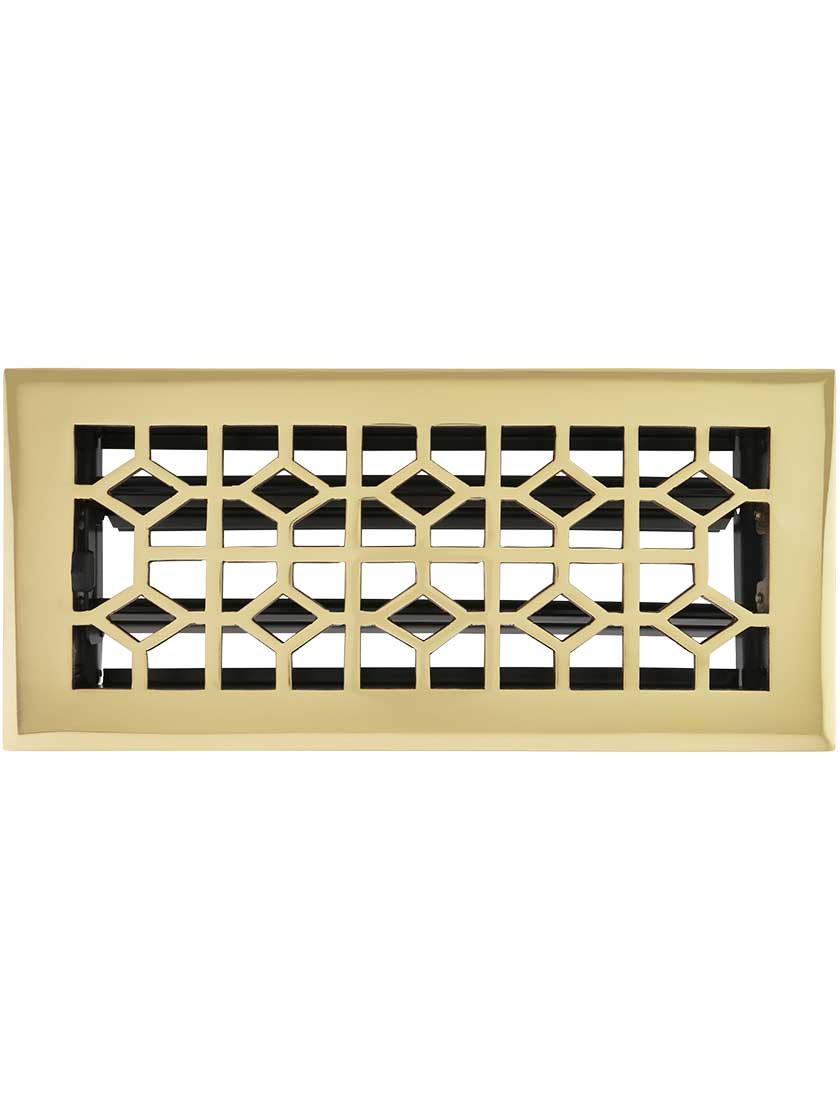 Alternate View of Radio City Solid-Brass Floor Register with Adjustable Damper.