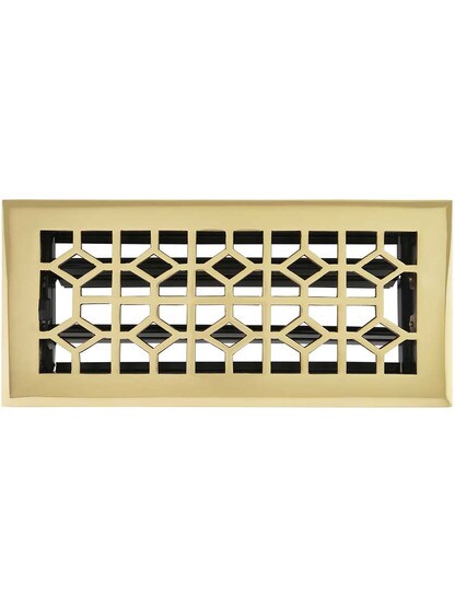 Alternate View of Radio City Solid-Brass Floor Register with Adjustable Damper.