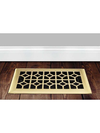 Alternate View 3 of Radio City Solid-Brass Floor Register with Adjustable Damper.