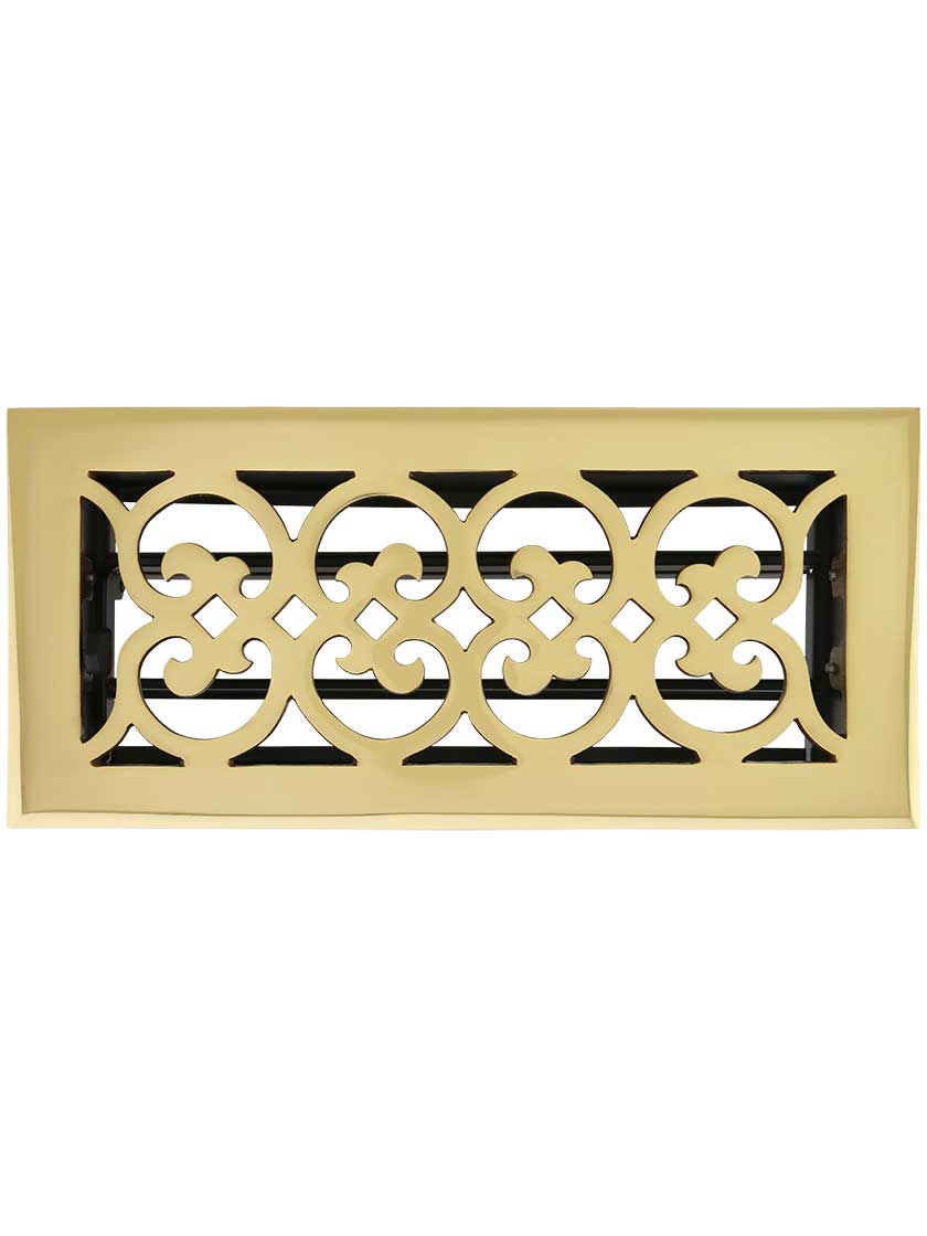 Alternate View of Stanford Solid-Brass Floor Register with Adjustable Damper.