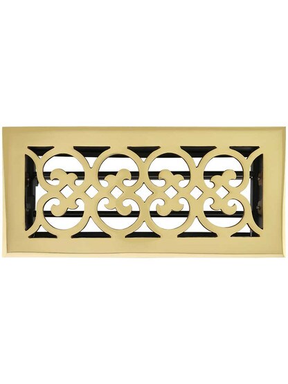 Alternate View of Stanford Solid-Brass Floor Register with Adjustable Damper.