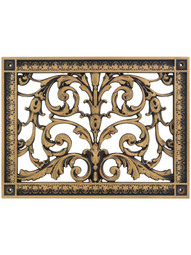 Louis XIV Urethane Resin Return-Air Grille in Antique Brass Finish.