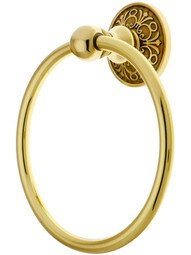 Brass Towel Ring with Lancaster Rosette