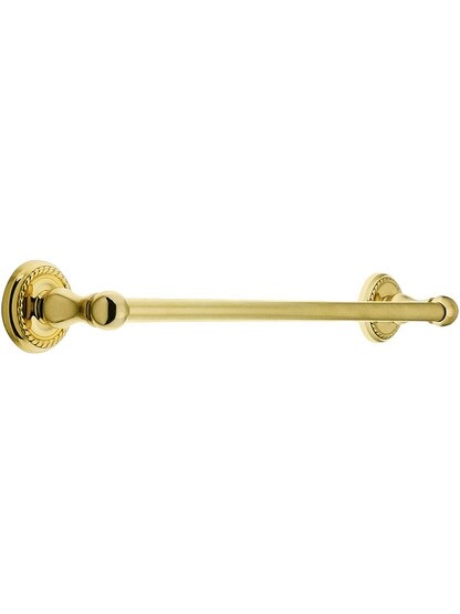 18 inch Brass Towel Bar with Rope Rosettes in PVD.
